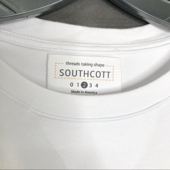 Southcott Threads Magnolia White Khaki Checkered Tee Shirt High Low Top MEDIUM - Picture 2 of 11